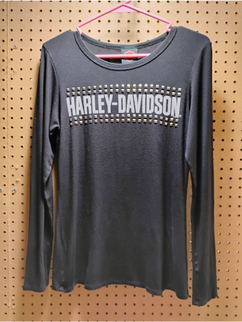 Harley-Davidson Womens Black Long-Sleeve Embellished Top